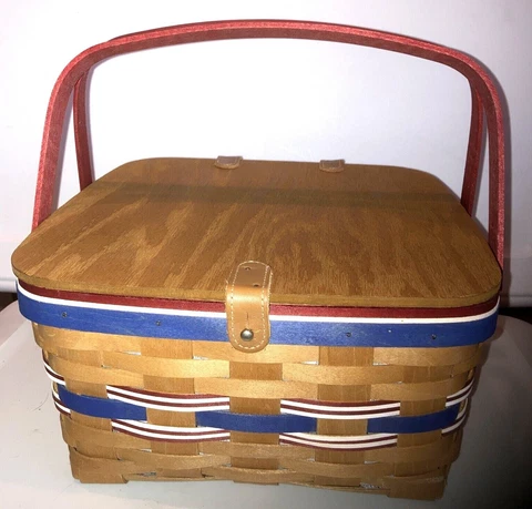 Longaberger American Celebration Small Picnic Basket Set w/Removable Lid-NEW!!! Cover