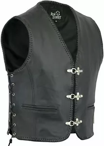 Herren Lederweste Kutte Motorrad Biker Leder Weste Clubweste Chopper Weste LELEW - Bild 1 von 9