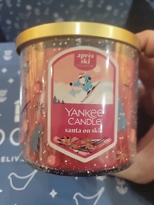 YANKEE CANDLE SANTA ON SKIS LIMITED EDITION 3 WICK  14.5oz SCENTED CANDLE- NEW - Image 1 of 4