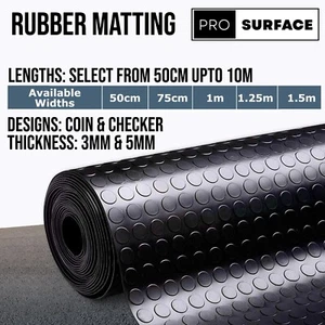 Rubber Matting 3mm or 5mm Smooth Checker Coin | Non Slip Flooring Cut to Size - Picture 1 of 41