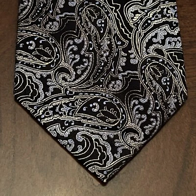 Corbata para el cuello Platinum Designs negra azul hecha a mano 100 % seda para hombre hecha en China Foto 1 de 4