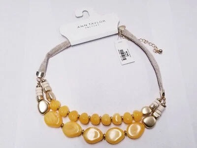 Colar Ann Taylor Factory dupla camada pedra esmaltada amarela 18" - Imagem 1 de 4