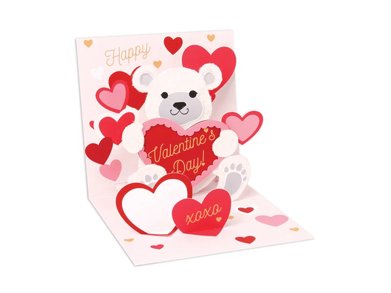 Up With Paper 3D Treasures POP-UP GREETING CARD, Bear and Hearts - Image 1 of 2