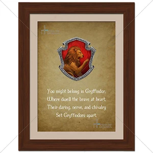 Harry Potter Gryffindor House Crest Badge Movie Print Sorting Hat Quote - Gift - Imagen 1 de 1