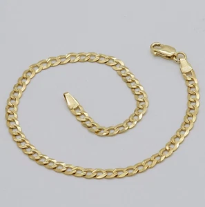 375 9ct Yellow Gold 3mm Pave Curb Chain Bracelet 7.5 Inch Brand New - Picture 1 of 6