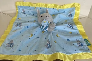 Coperta di sicurezza Goodnight Moon Lapin grigio coniglietto stelle blu Lovey bordo raso - Foto 1 di 5