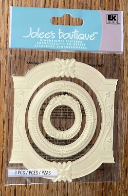RARE Jolees Ornate Frames Ivory Flowers 4pc Wedding Card 3D Scrapbook Stickers - Image 1 of 3