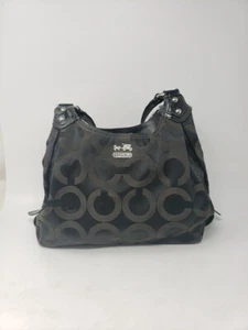 Coach Madison Hobo Style Bag #C0973-14305, Brown Sateen Black Trim Purple Lining - Picture 1 of 11
