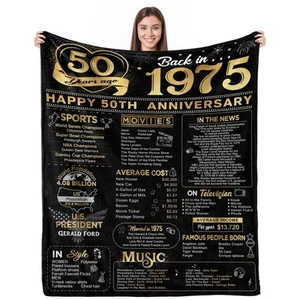50th Anniversary Blanket Gifts Golden 50th Wedding Anniversary Couple Gifts f... - Picture 1 of 7