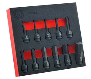 3/8" Drive Hex/Allen Key Impact Driver 11Pc Set - Britool Hallmark - Picture 1 of 12