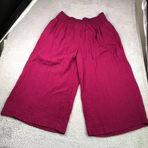 Pantalones de gasa ajustados By Anthropologie para mujer 3X algodón magenta pierna ancha - Imagen 1 de 12