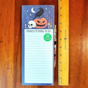 Halloween JOL Notepad Stationary 100 4x10" Tear-Off Color Clementine Paper + Pen - Picture 1 of 4