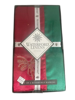 Nuevo en Paquete Juego de 4 Servilletas de Tela Waterford Linas Reversibles 21"x21" "Lazo de Vacaciones" Foto 1 de 4