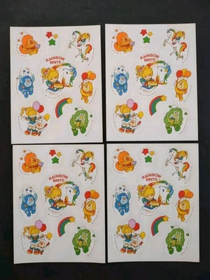 Paquete de pegatinas Rainbow Brite 1983 vintage - 4 hojas idénticas stock antiguo sin usar Foto 1 de 4