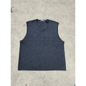 Structure 100% Merino Wool Men's Sweater Vest Grey XL Preppy Cozy Core Workwear - Picture 1 of 7