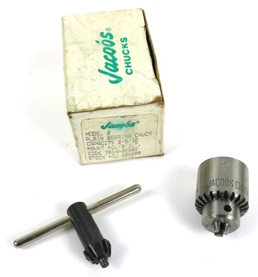 No. 0 Jacobs 0-5/32" Cap. Precision Miniature Drill Chuck 0JT Mount w/ Key - NOS - Image 1 of 3