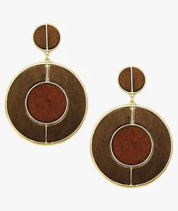 Orecchini Rosemarie Collezioni Regina di Boemia Legno Naturale Cerchio Dichiarazione 2,75 - Foto 1 di 6