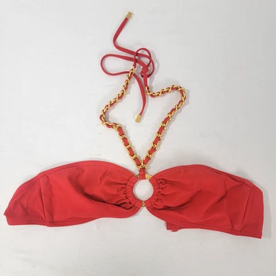 Michael Kors Mujer Rojo Bikini Natación Baño Top Tono Dorado Cadena Talla 12 Foto 1 de 2