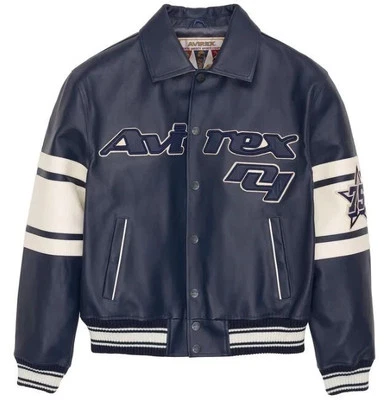 Men’s Avirex USA American Bomber Flight Multicolor Genuine Cow Leather Jacket - Image 1 of 3