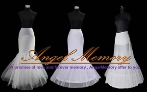 White Hoopless/1 Hoop/2 Hoop Cocktail Mermaid Fishtail Crinoline Petticoat Slip - Picture 1 of 4
