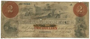 1862 Bank of Commerce Baltimore MD $2 No.8095 (L2038) - Picture 1 of 2