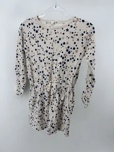 CREWCUTS Gold Stars Dress M 8/9 Dots Star Print Tie Waist Long Sleeve J Crew - Picture 1 of 6