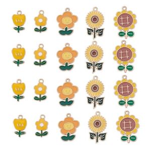 50x Enamel Sunflower Charms Daisy Flower Pendants for Necklaces Jewelry Making