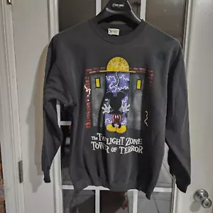 Vintage Disney Twilight Zone Tower of Terror Black Crewneck Sweatshirt Lg Mickey - Picture 1 of 8