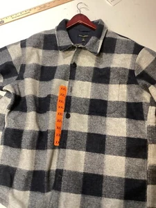 NWT Banana Republic Men’s Heritage Button Shirt Jacket XXL Blue Grey Plaid - Picture 1 of 6