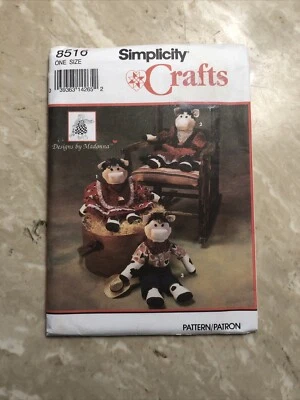Simplicity 8516 Plush Cows and Clothes Stuffed Animal Sewing Pattern Craft Decor - Image 1 of 4