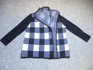 Strickjacke offen Damen Kariert Schwarz/Grau Gr. 48 NEU - Bild 1 von 2