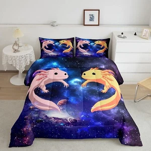 Feelyou Cute Axolotl Bedding Set Galaxy Axolotl Comforter Set for Kids Boys G... - Picture 1 of 7