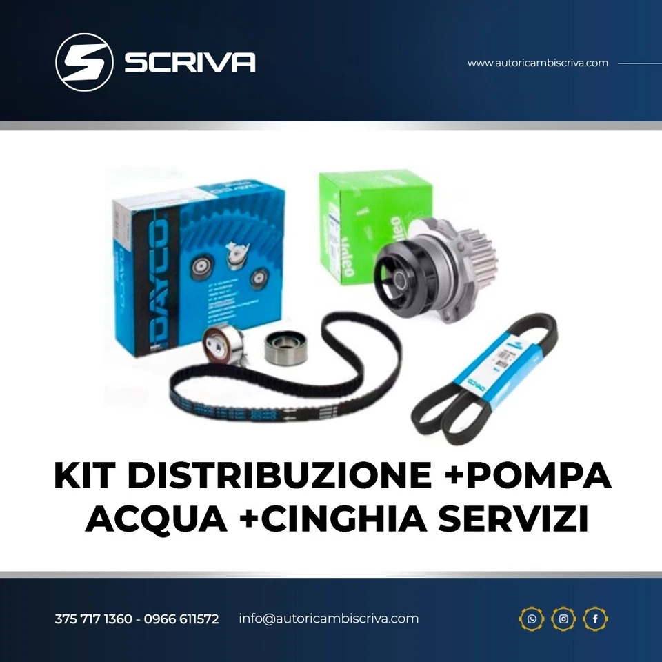 KIT DISTRIBUZIONE DAYCO+POMPA+CINGHI SERVIZI ALFA 147 156 1.9 JTD 105 110 115 CV - Immagine 1 di 1