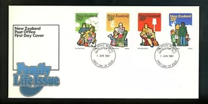 Postal History New Zealand FDC #726-729 Family Life dog cat pets 1981 - Picture 1 of 2