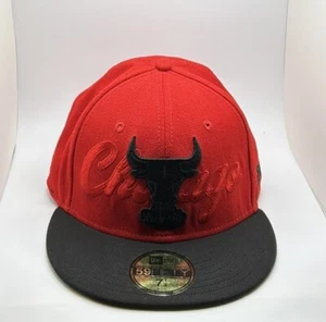New Era 59Fifty NBA Chicago Bulls Hardwood Classics Hat Black & Red Fitted 7 1/4 - Picture 1 of 8