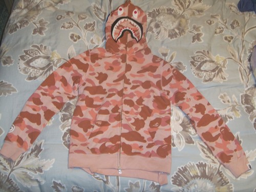 A BATHING APE (BAPE) Felpa con cappuccio BAPE A Bathing Ape WGM full zip arancione rosa ruggine mimetica squalo XS