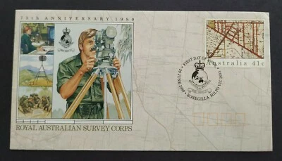 1990 Australia Royal Survey Corps Pre-printed Stamp FDC - Image 1 of 2