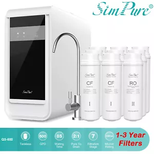 SimPure Q3-600GPD 7 Stage Tankless Reverse Osmosis Drinking Water Filter System - Picture 1 of 23