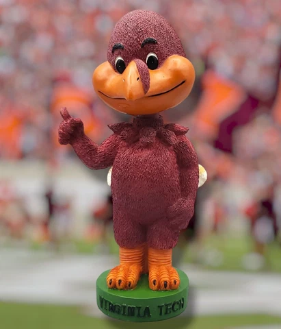 Vintage Virginia Tech NCAA Football Hokie Bird Mascot #1  7" Tall Bobblehead Cover