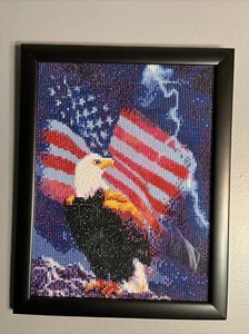 Pintura de diamantes completa y enmarcada - águila y bandera americana - Imagen 1 de 6