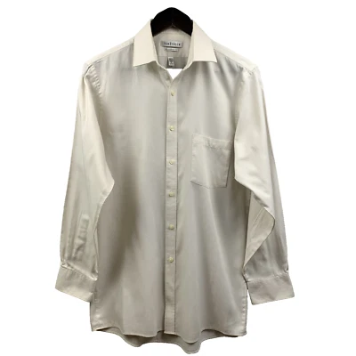 Camisa de vestir con botones VAN HEUSEN para hombre talla 15 x 32/33 beige LS oficina iglesia Foto 1 de 4