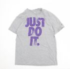 Męska szara poliestrowa koszulka Nike rozmiar M okrągły dekolt - Just Do It