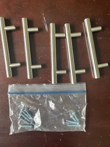 5pc silver cabinet handles bar handles modern - Picture 1 of 2