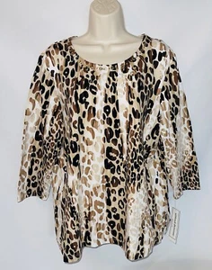 Alfred Dunner KEY ITEMS Baumwollmischung Animal Print Top Größe XL Neu mit Etikett - Bild 1 von 6