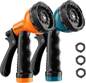 Garden Hose Nozzle Sprayer: 2 Pack 10 Watering Patterns Spray Nozzles Heavy Duty - Picture 1 of 11