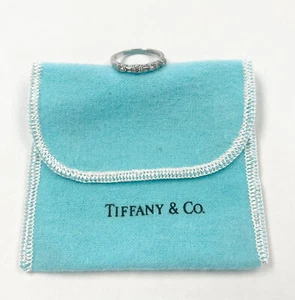 Alianza de boda Tiffany & Co platino baguette y diamantes redondos para damas ~ envío gratuito - Imagen 1 de 5