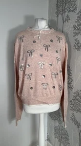 Lindy Bop Brand New Destiny Pink Bow Sweater Jumper Sequin Size XXL - Picture 1 of 9