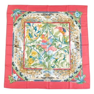 Hermes Silk Scarf Carre 90 "Tropiques" Pink Silk Scarf - Picture 1 of 8