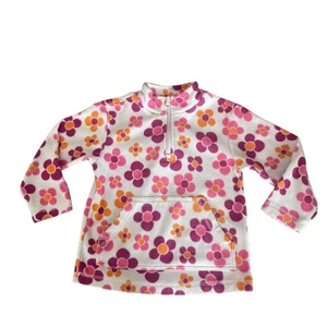 Hanna Andersson Floral Pullover Fleece Half Zip Girls Size 110 US 5 - Picture 1 of 7