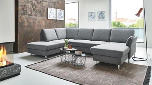 Wohnlandschaft Ecksofa Eckcouch Polsterecke Valeria Stoff steel grau Federkern - Bild 1 von 11